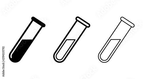 Obraz na plátně Minimalist test tube icons featuring chemical liquid in black outline vector sty