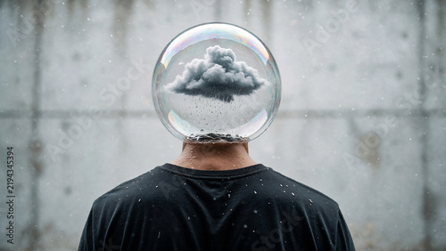 Mental storm and depression psychology concept