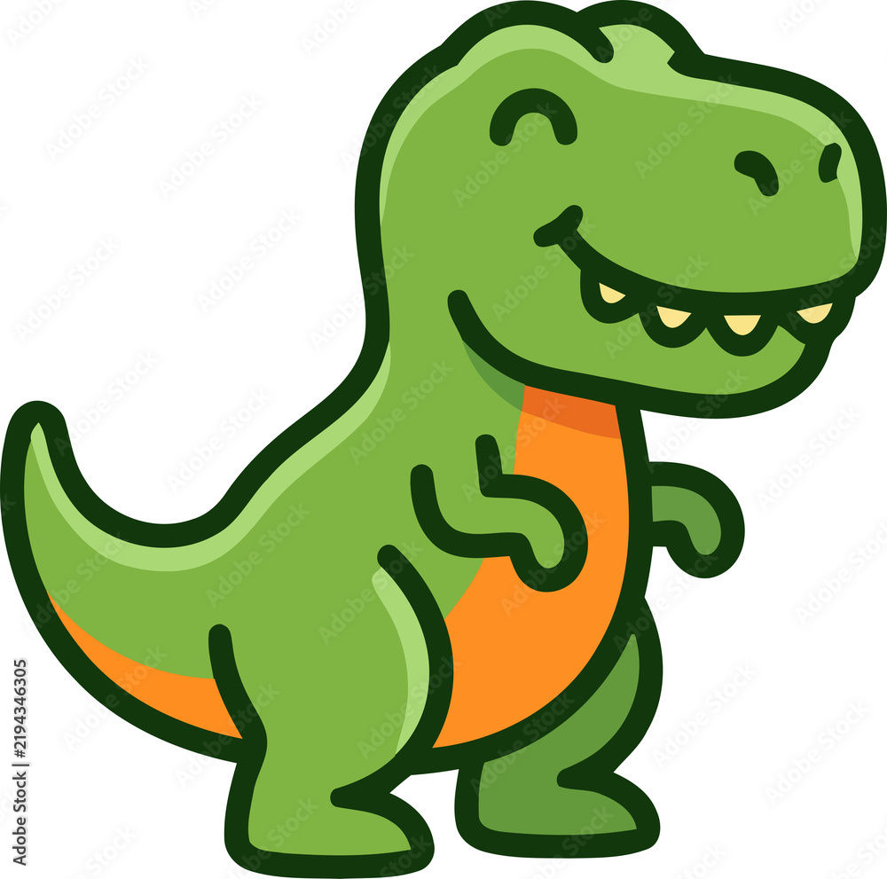 Fototapeta premium Cute Green Dinosaur Standing Mascot Prehistoric Animal Icon