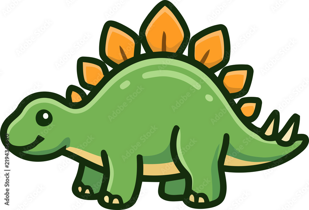 Fototapeta premium Green Stegosaurus Dinosaur Prehistoric Spiky Back Character Icon
