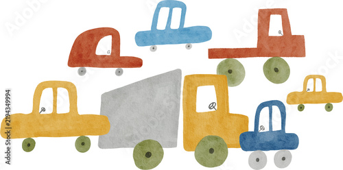Принти на полотні Cute Watercolor Cars and Truck