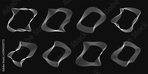 Set of round curved frames with dynamic wavy stripes