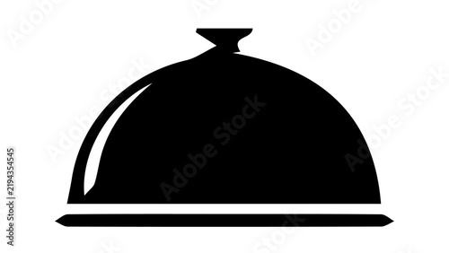 Black restaurant food serving cloche icon on white background with serving dish restaurant service food cover waiter service kitchen icon dinner service food presentation serving tray