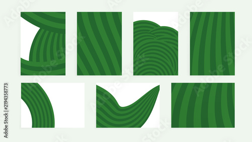Abstract Green Wavy Lines Gradient Background
