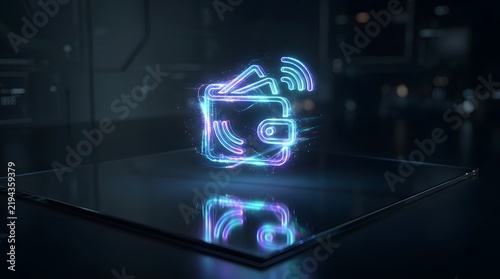 Digital Wallet Icon with Wireless Payment Signal