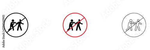 Fotografie No Fighting and Anti-Bullying Prohibition icon Vector Symbol, Violence Preventio