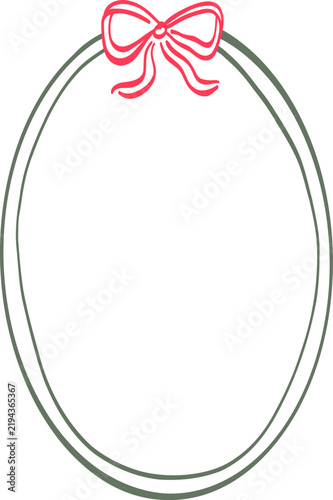 vintage oval bow frame ribbon decorative clipart