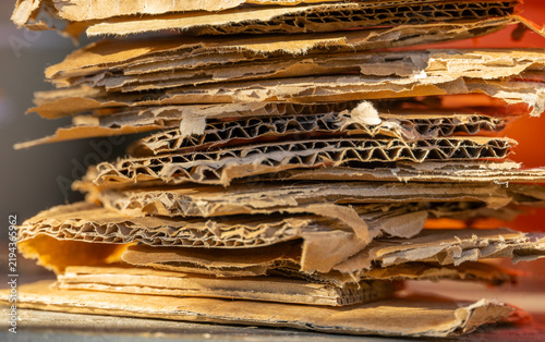 Stack of corrugated cardboard sheets for recycling and packaging concept