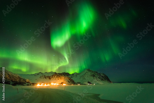 aurora borealis above the sea
