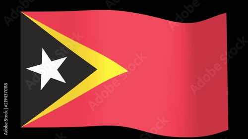 Waving flag of East Timor isolated on a black background, representing national identity and patriotism