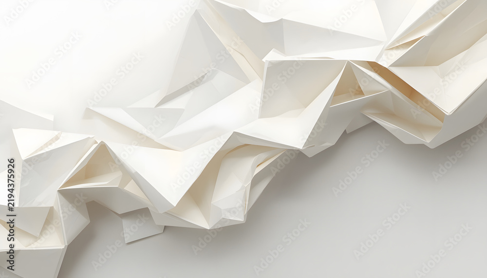 Obraz premium Minimal White Folded Paper Sculpture Abstract Background