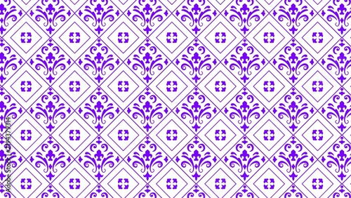 Cuadro en lienzo Vibrant purple damask pattern featuring intricate floral motifs arranged within