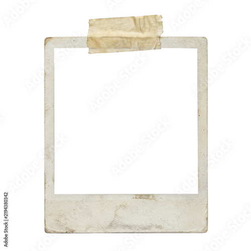 Old vintage polaroid photo frame with masking tape