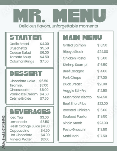 Menu Template flyer vector design