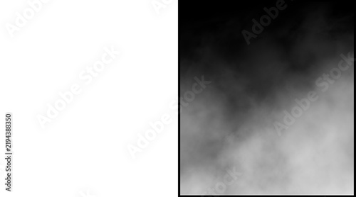 Atmospheric white smoke on black background, ethereal fog texture for overlay, dense mist and hazy vapor clouds for cinematic visual effects