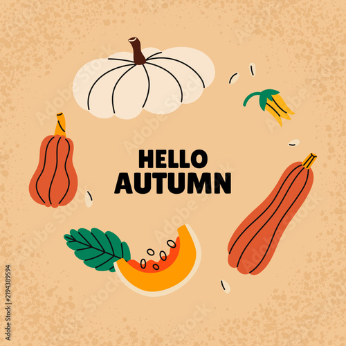 Hello autumn square banner