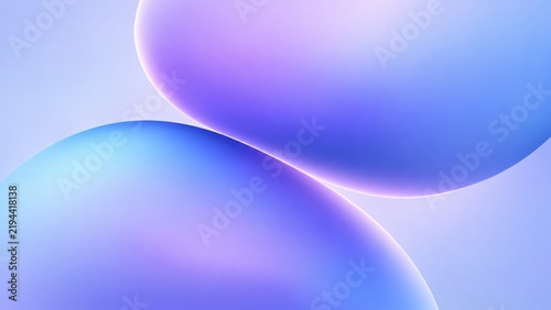 Abstract soft glowing spheres with curved pastel lavender purple and cyan blue gradient layers 3d render
