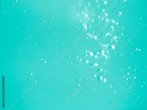 Sparkling Underwater Bubbles in Mint Green Water, Fresh Abstract Background