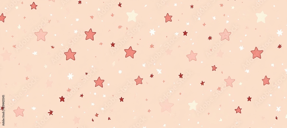 Naklejka premium Seamless Summer Peach Aesthetic Background Composed With Decorative Various Cute Star Shapes Flatlay
