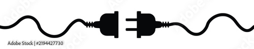 Silhouette illustration of electrical power plug and socket disconnected with electrical disconnected electric connector electricity connection industrial technology electronic silhouette