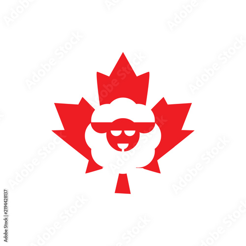 Maple Leaf Sheep Logo Icon Vector
