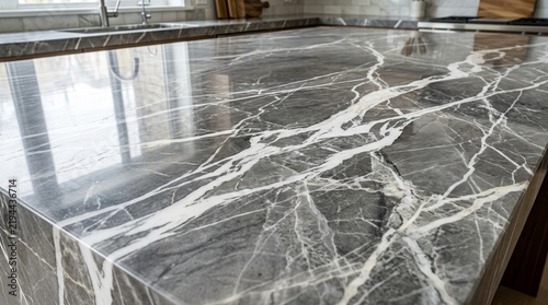 Luxury Marble Countertop with Dramatic Veining - Kitchen Surface Detail