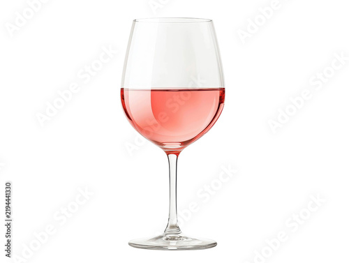 A glass of rosé wine with vibrant pink liquid isolated on a transparent background