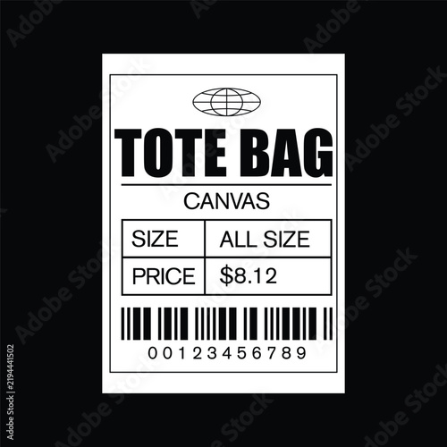 Tote Bag Canvas Clothing Label Typography Design