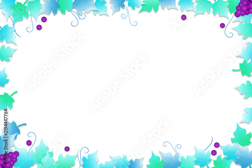 ぶどうとぶどうの葉の背景イラスト、季節のイメージ