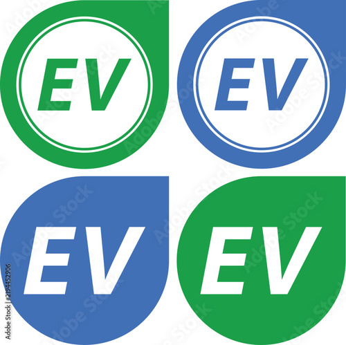 Electric vehicle charging station Curved Teardrop shape Background Blue and Green