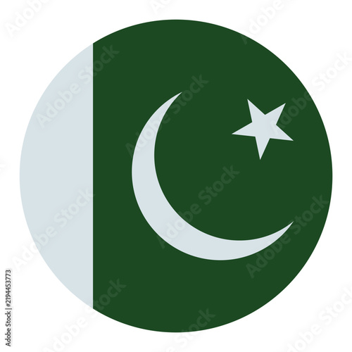 Bild auf Leinwand Pakistan national flag circular icon featuring green field, white crescent moon