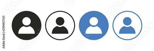 User icon collection with circle designs featuring different profile symbols for account, customer, membership, and interface applications