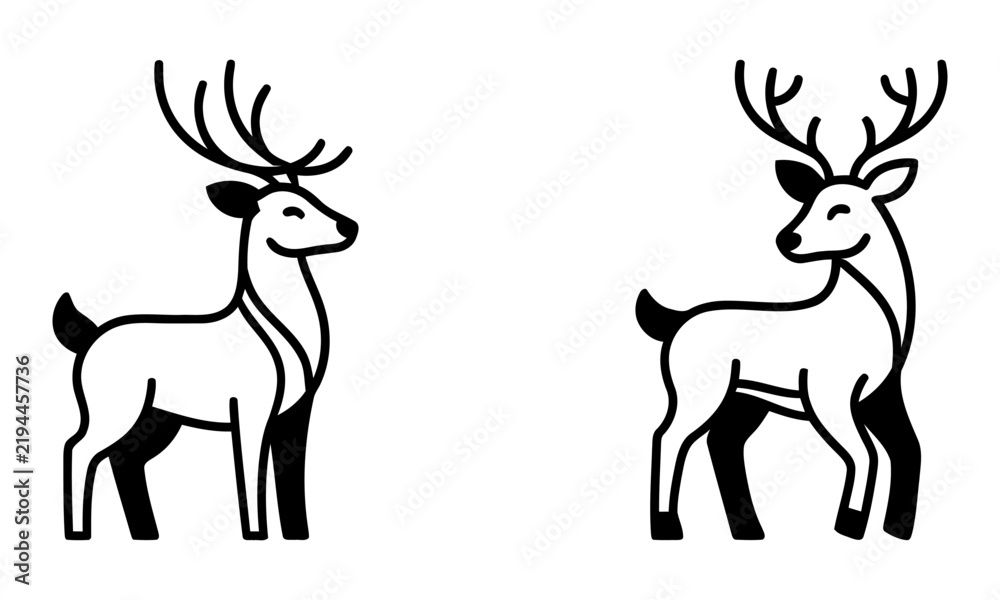 Fototapeta premium Minimalist deer vector icons
