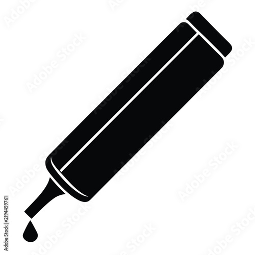 Tube of glue with a drop falling for crafting and repair vector icon.
