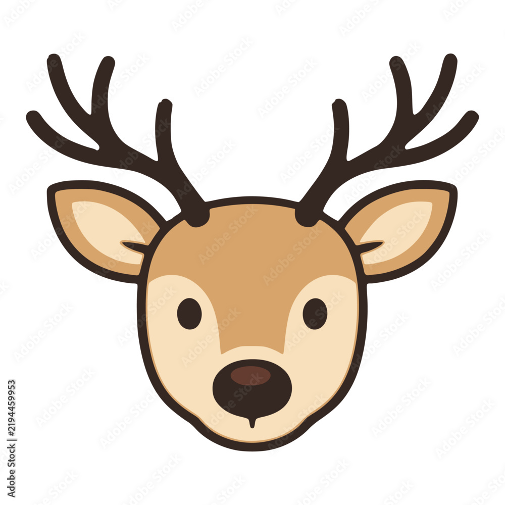 Fototapeta premium deer head wildlife animal fauna icon flat color vector illustration template design