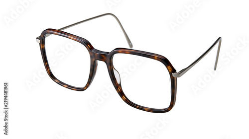 Obraz na plátně Isolated sophisticated brown tortoiseshell square eyeglasses with sleek metal te