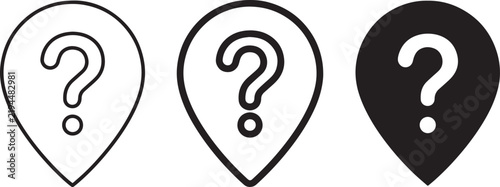Question Mark Location Icons, Uncertainty Symbols, Navigation Pointers, Information Markers