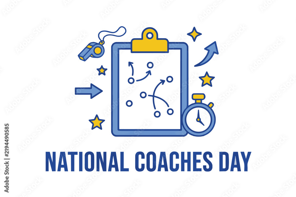Fototapeta premium National Coaches Day Vector Illustration, Sports Coach Appreciation Celebration Design Isolated on White