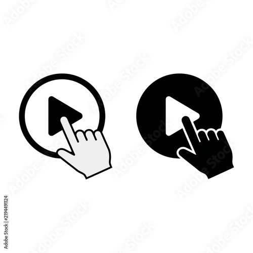 Hand clicking cursor icons black and white