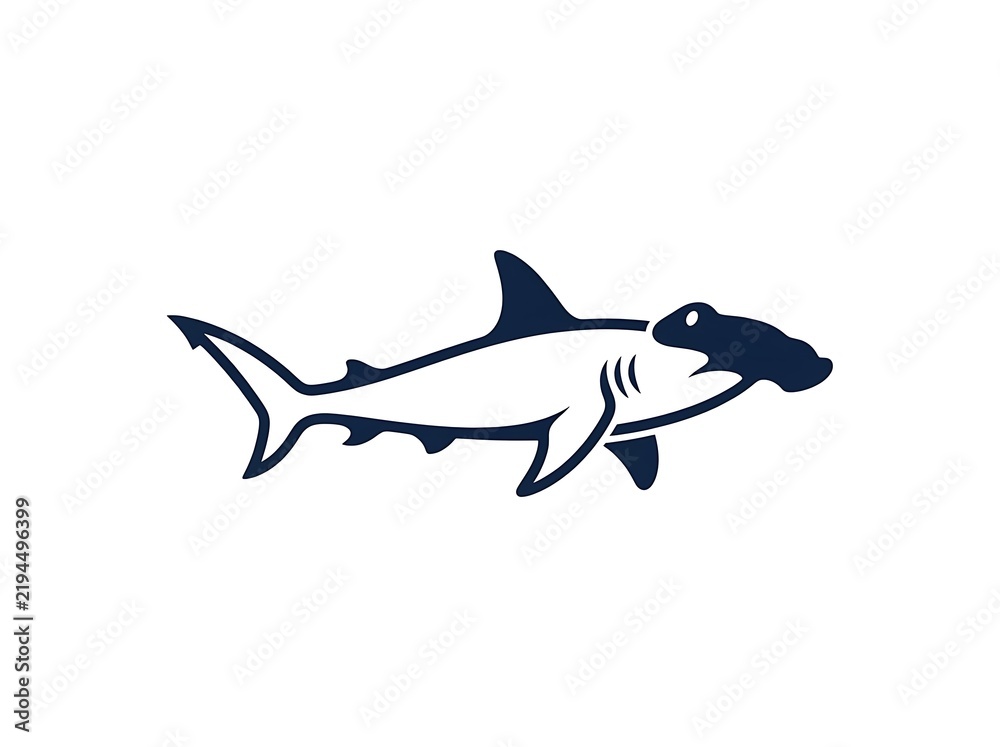 Obraz premium Hammerhead shark silhouette icon marine animal