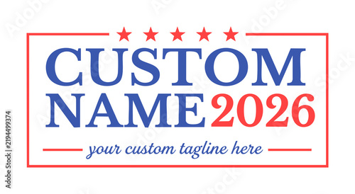 Customizable patriotic political election campaign template logo with red stars frame and blue text