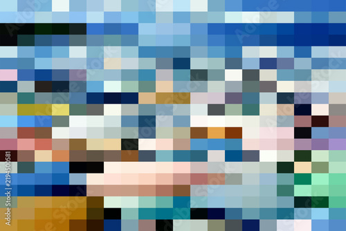 Obraz na plátně Abstract pixelated mosaic pattern featuring a grid of squares in various colors