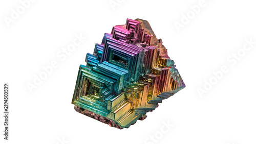 Obraz na plátně Shiny rainbow bismuth crystal cluster mineral specimen