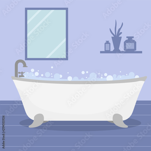 Bathtub bathroom relaxing clean banner illustration design vector
