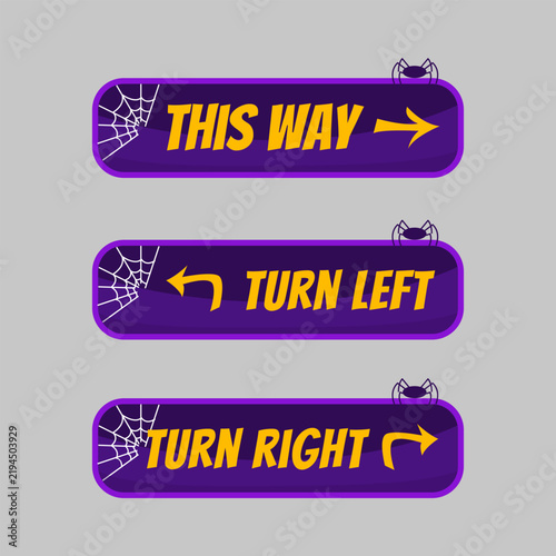 Funny Halloween direction button navigation icon design vector