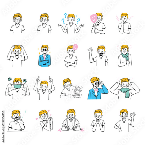 Human Emotions Feelings and Expressions Character Illustration Set