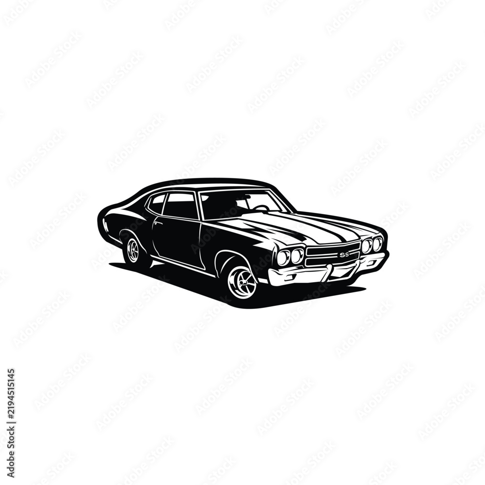 Naklejka premium Classic muscle car silhouette vector isolated
