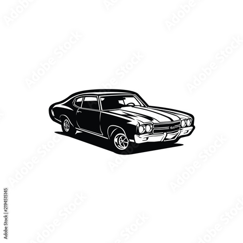 Classic muscle car silhouette vector isolated