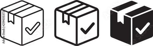 Delivery Box Icons, Shipping Package Symbols, Approved Parcel Graphics