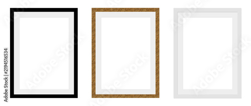 Photo Frame Mockup Black White Wooden Frames Transparent PNG Background